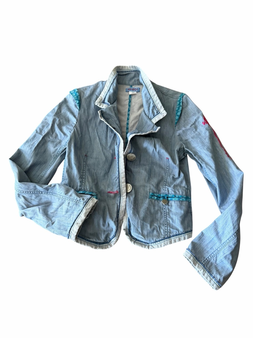 Kenzo Junior Light Blue Denim Jacket with Turquoise Trim